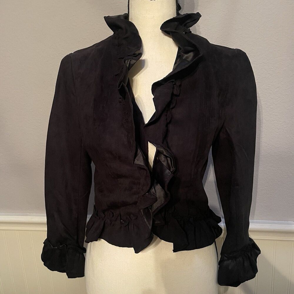 Ya Los Angeles NWT Black Ruffled Cardigan Med Romantic Goth Regency Whimsigoth
